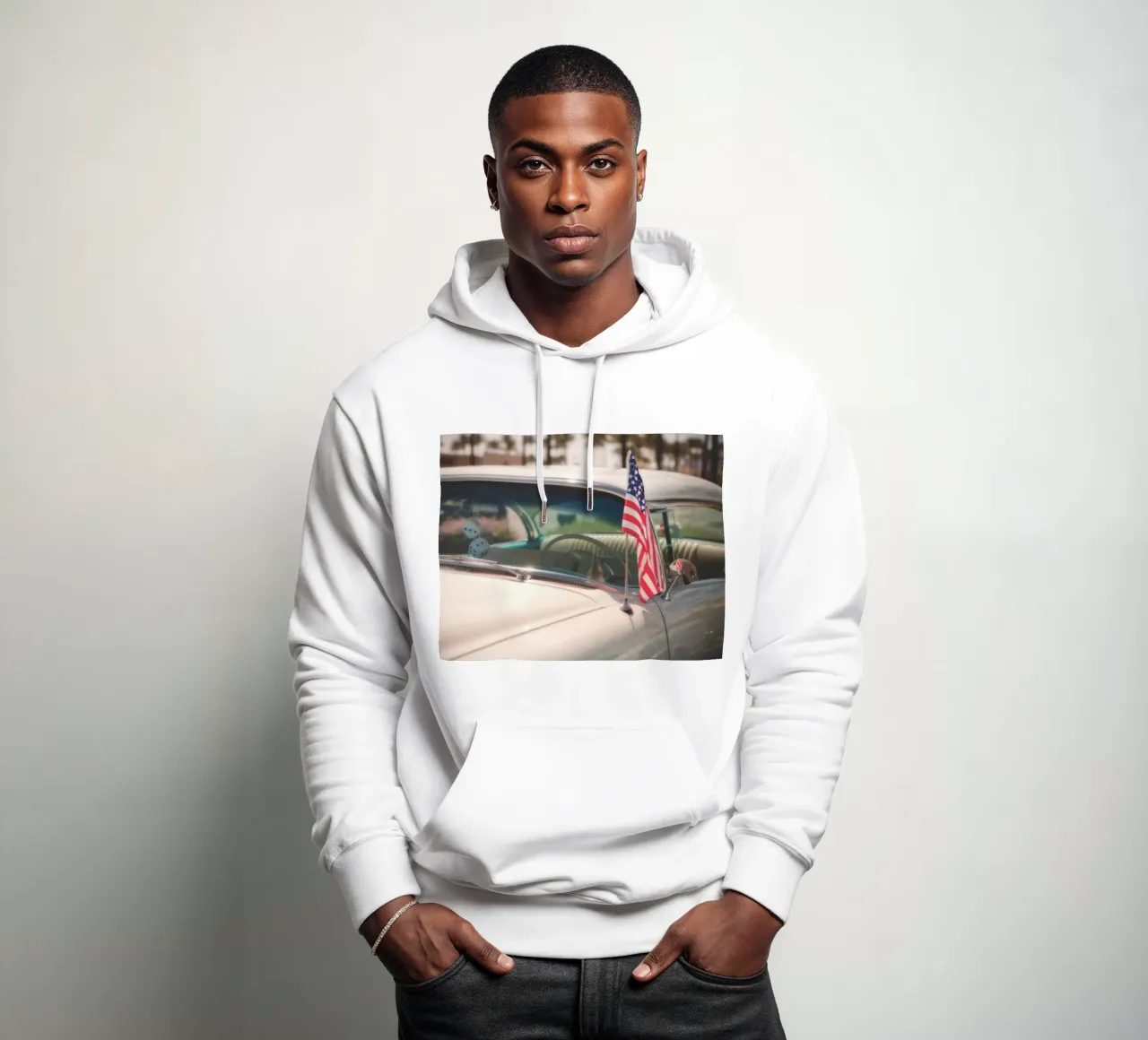Auto con bandiera a stelle e strisce felpa con cappuccio da Dave Hare Photography