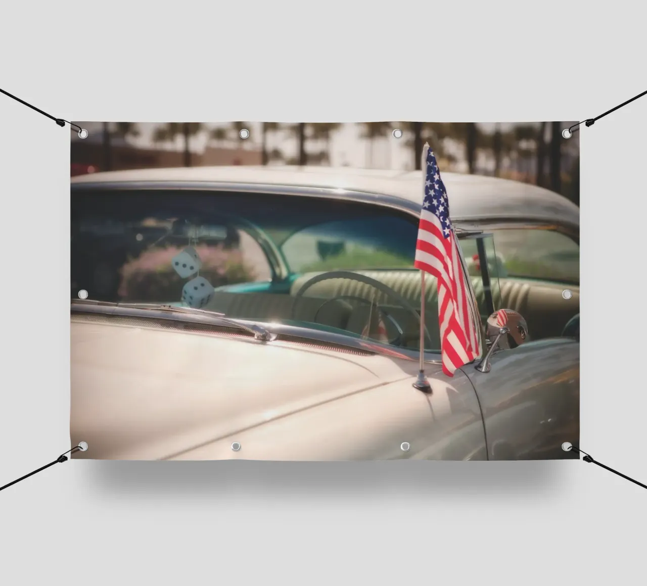 Auto con bandiera a stelle e strisce telo in pvc da Dave Hare Photography