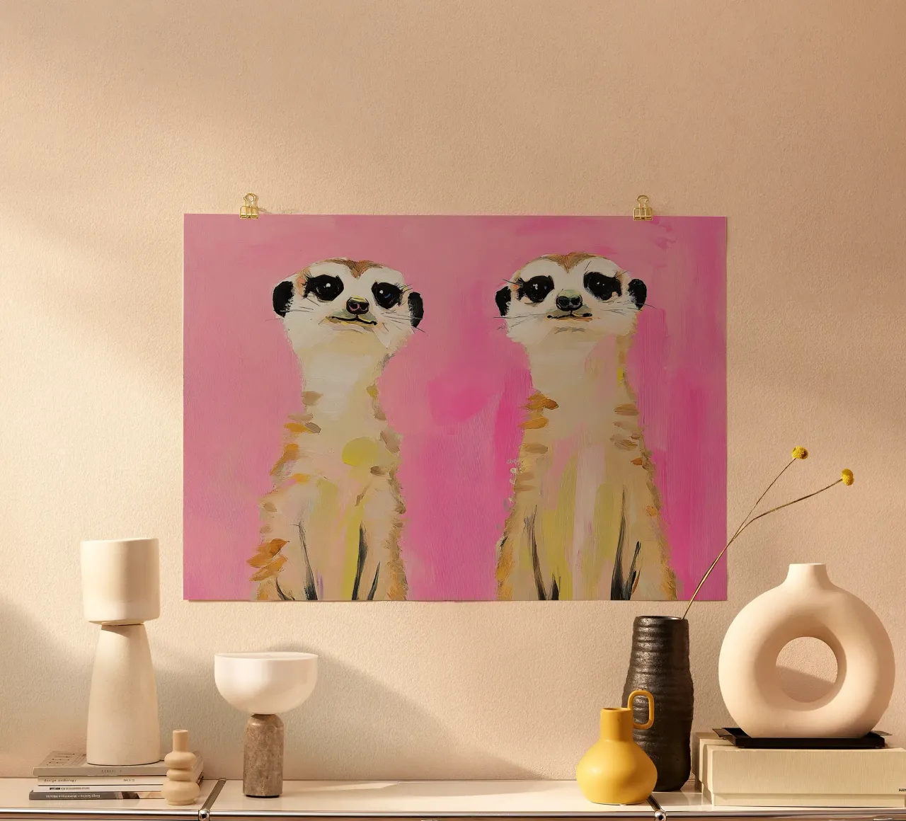 Meerkat decorazione preppy rosa dopamina poster con telaio in plastica da Euphoria Theresa