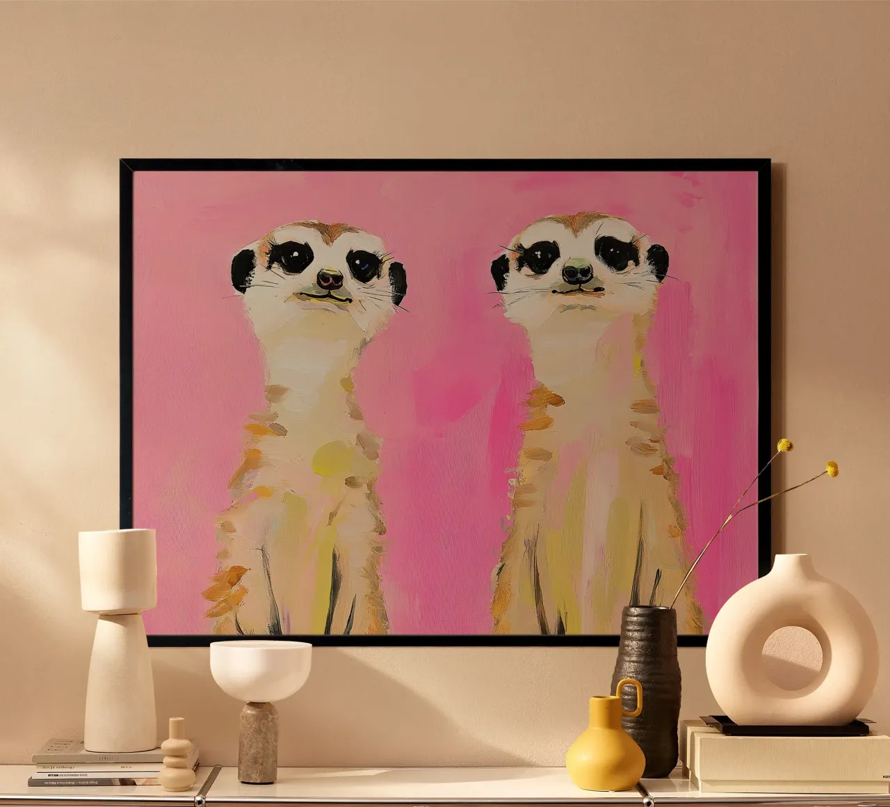 Meerkat decorazione preppy rosa dopamina poster con telaio in plastica da Euphoria Theresa