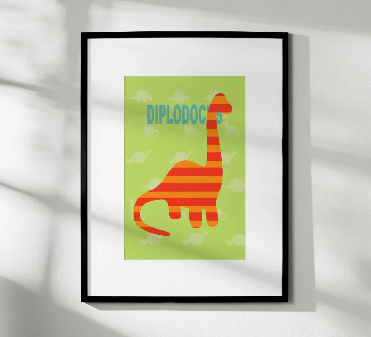 dino diplodocus poster con telaio in alluminio da alexiableu