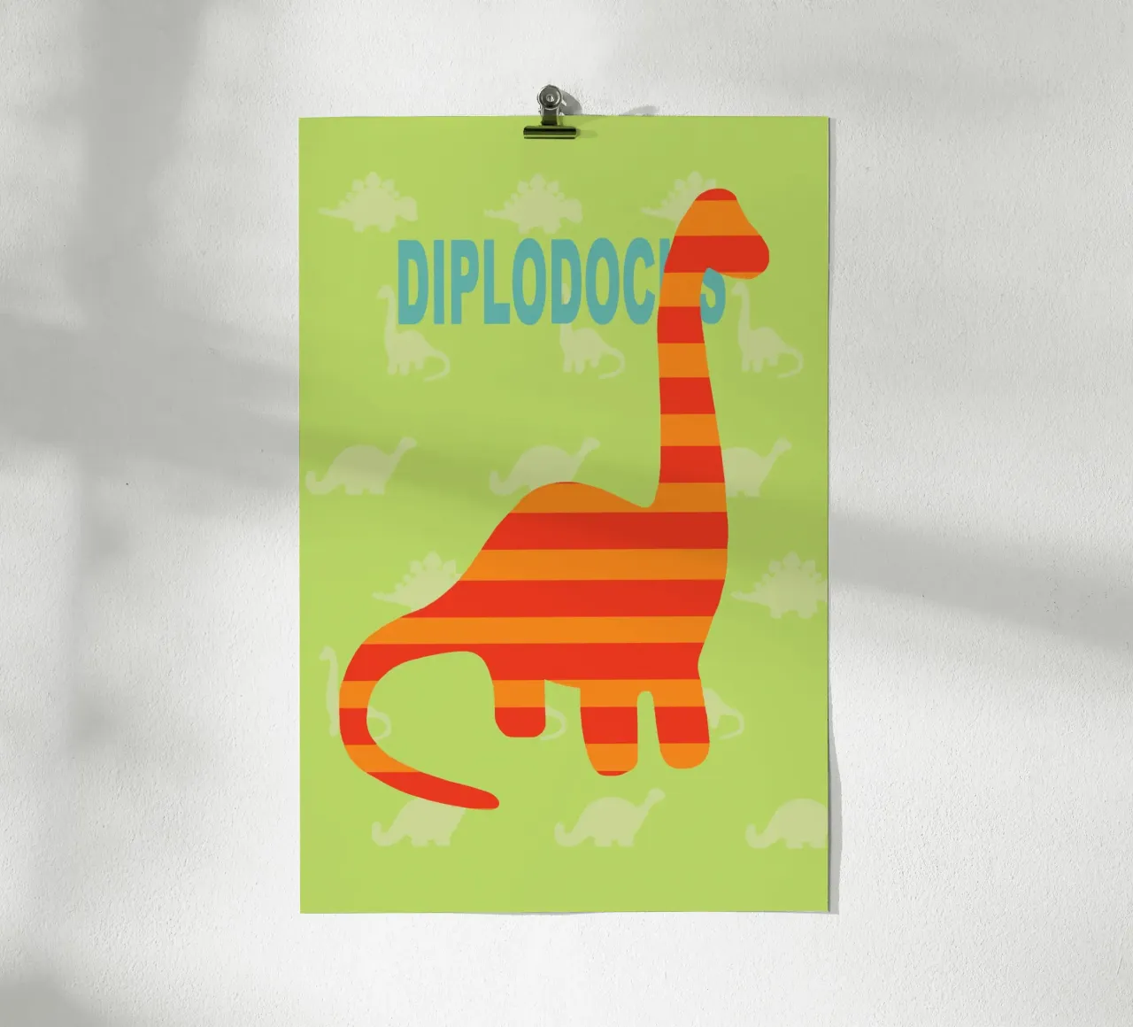 dino diplodocus poster con telaio in alluminio da alexiableu