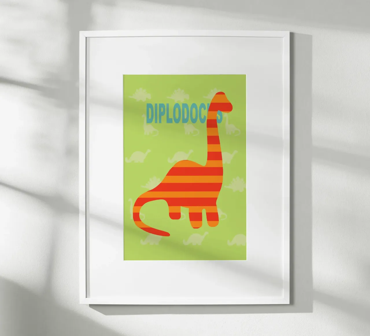 dino diplodocus poster con telaio in alluminio da alexiableu