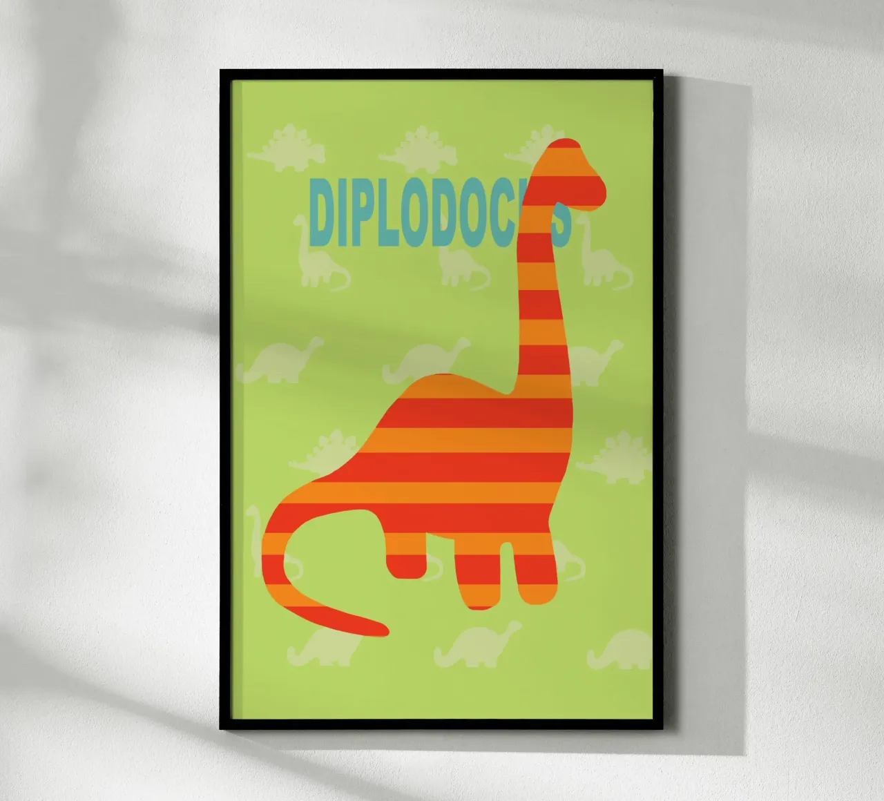 dino diplodocus poster con telaio in alluminio da alexiableu