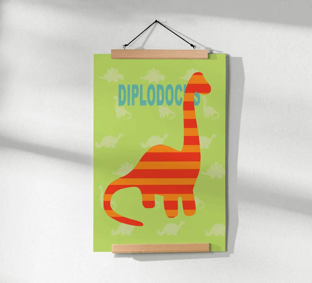dino diplodocus poster con telaio in alluminio da alexiableu