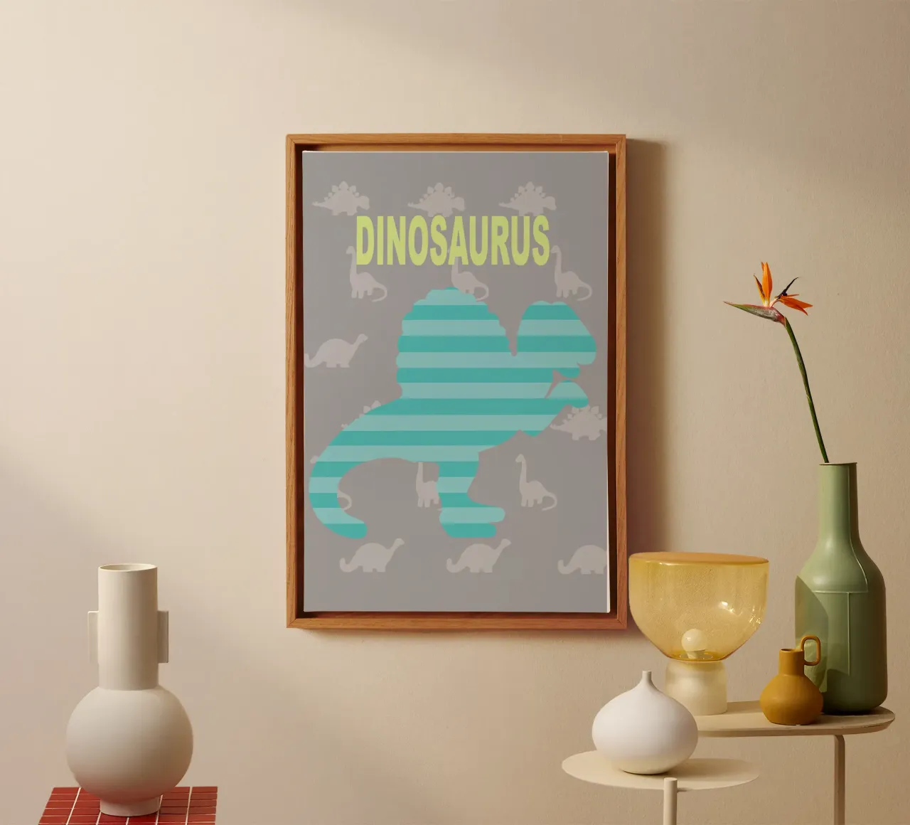 dino dinosaurus canvas met Baklijst van alexiableu