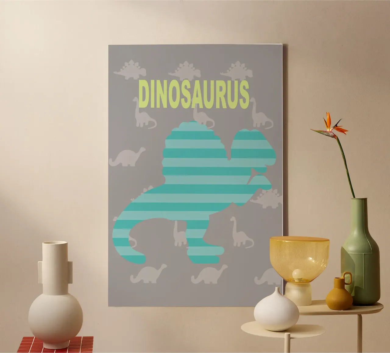 dino dinosaurus canvas met Baklijst van alexiableu