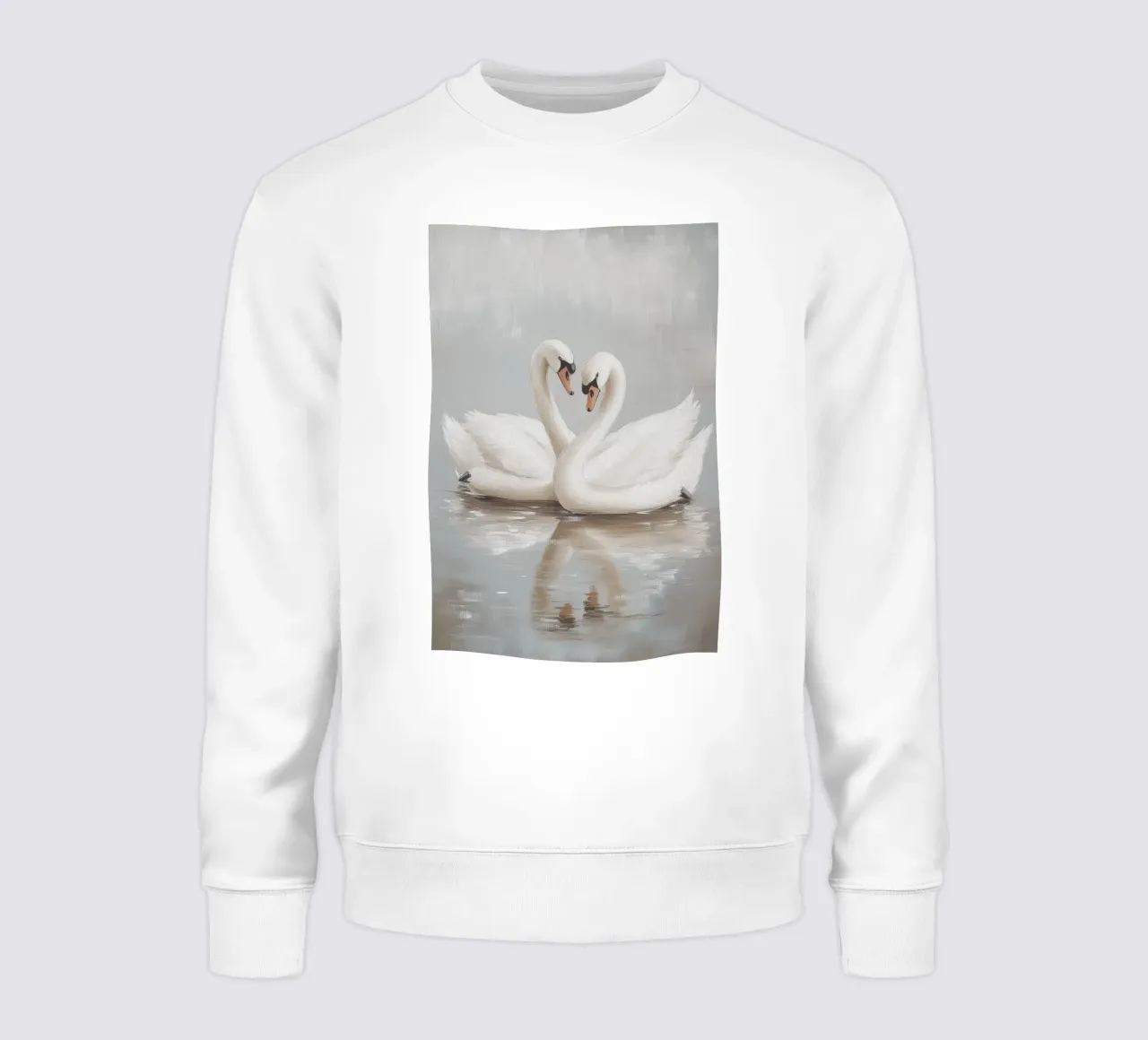 Elegante coppia di cigni in acque serene felpa da Melloi Art Print