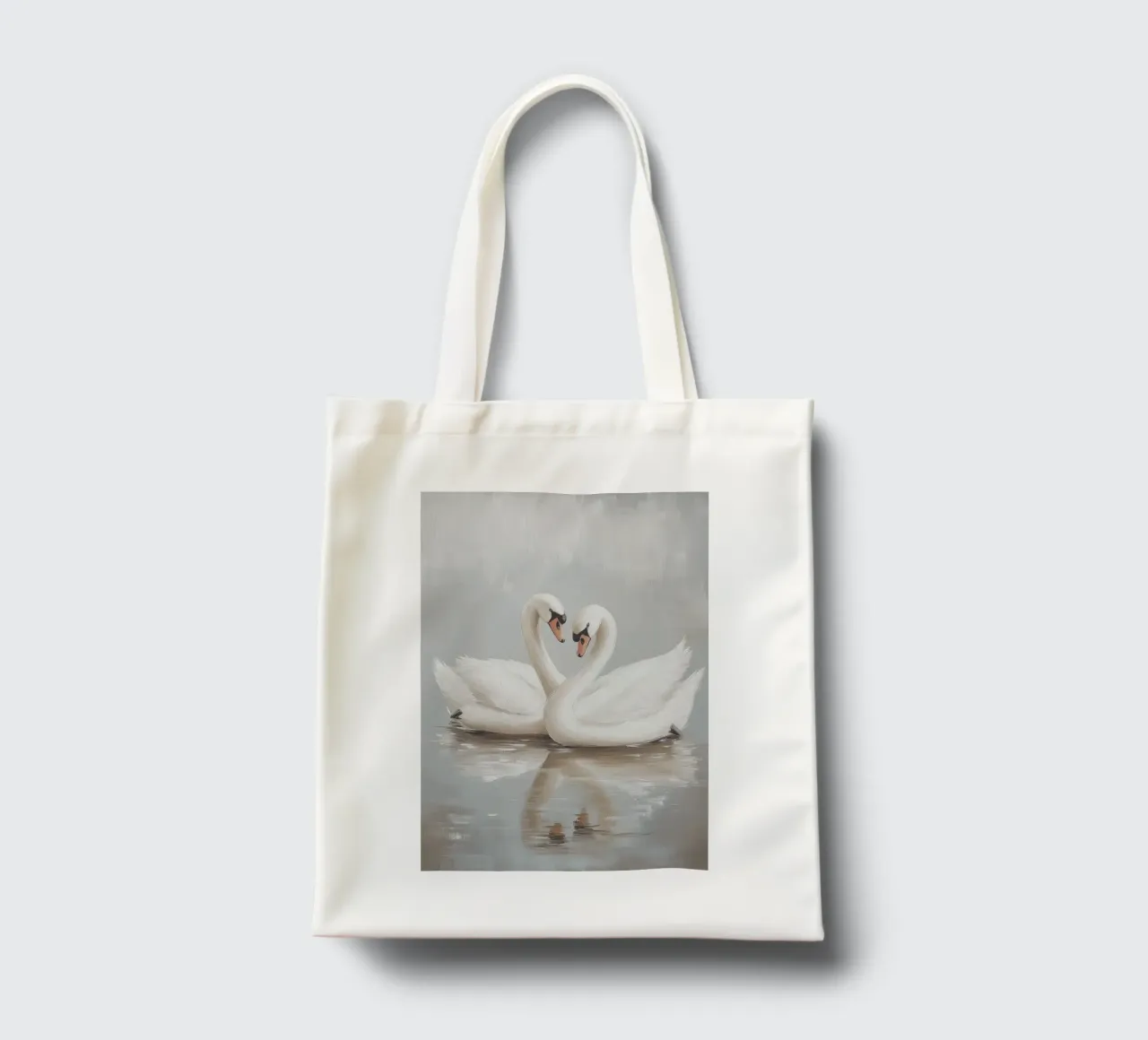 Elegant Swan Pair in Serene Waters tote bag by Melloi Art Print