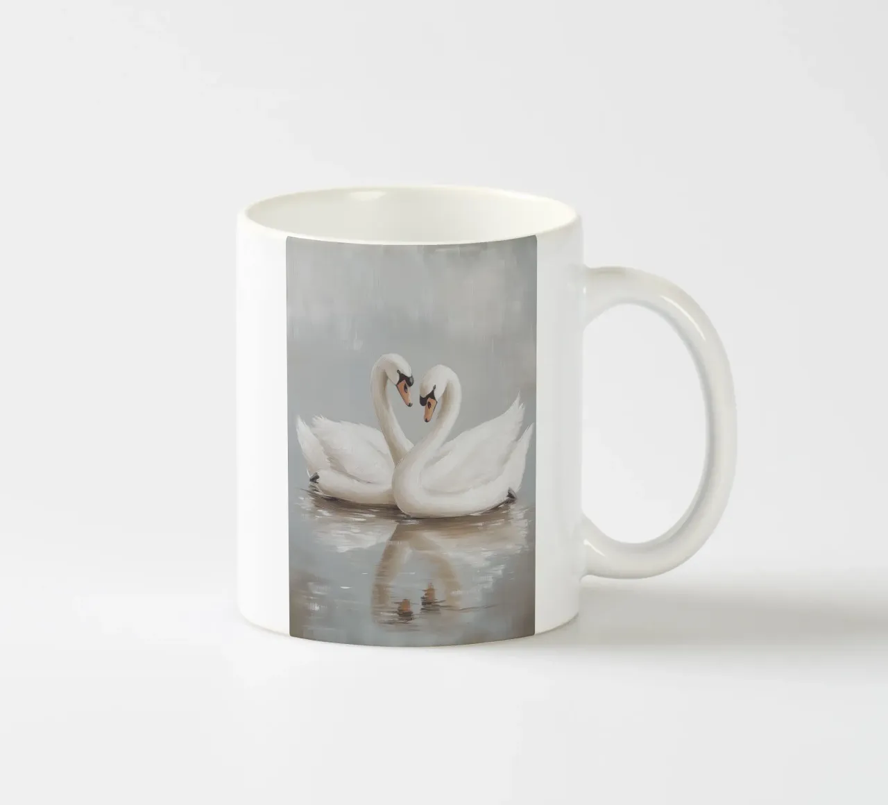 Elegante coppia di cigni in acque serene tazza in ceramica da Melloi Art Print
