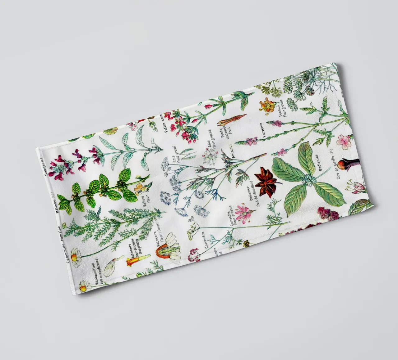 French Botanical Art of Digestive Plants Kitchen art towel by Studio Vintage