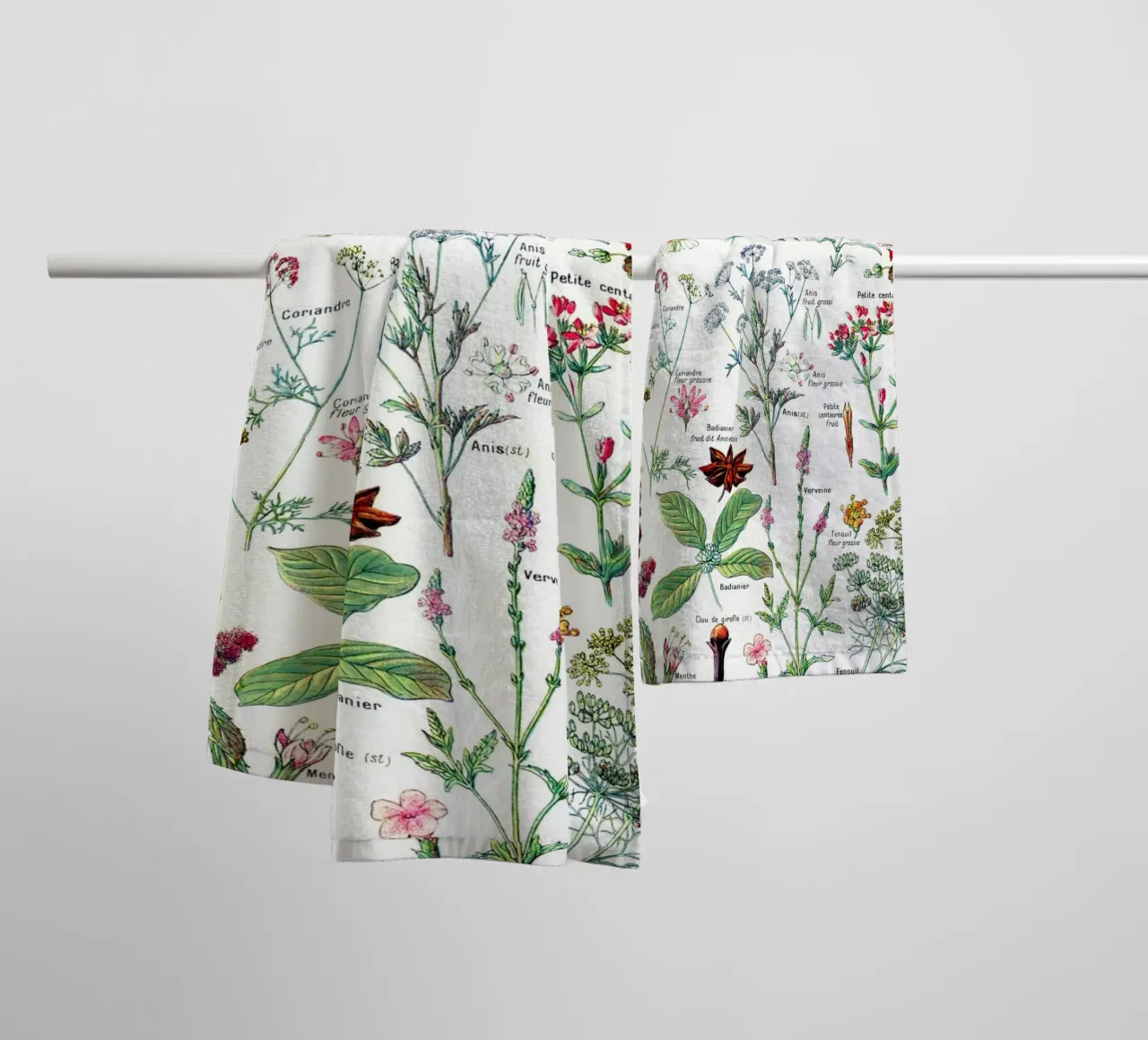 French Botanical Art of Digestive Plants Kitchen art towel by Studio Vintage