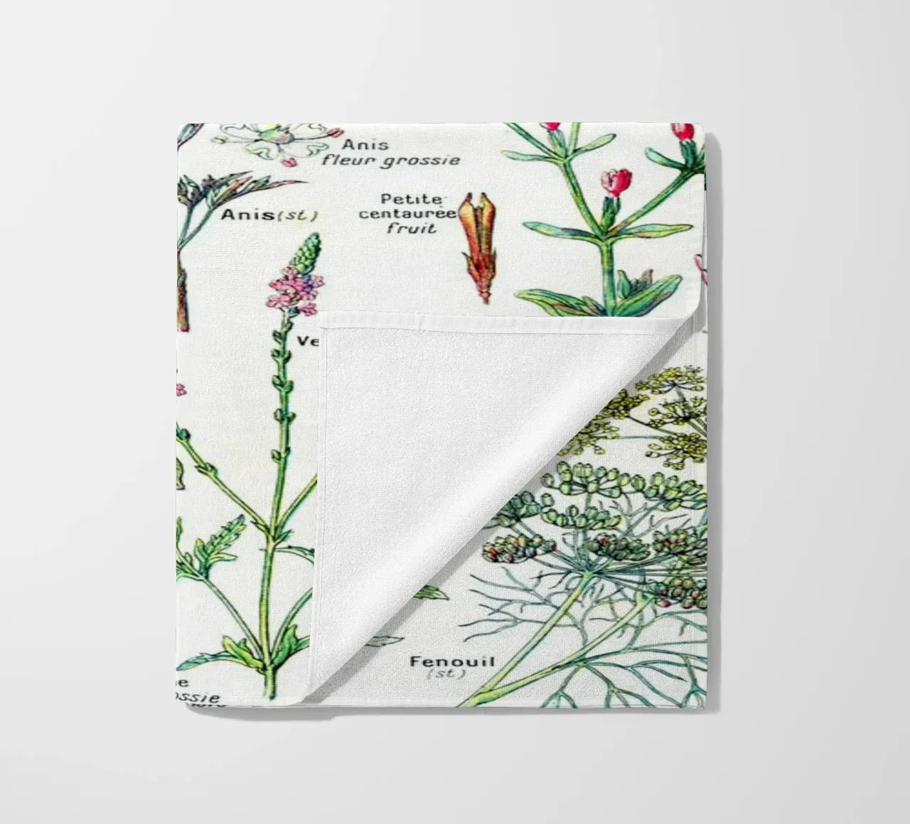 French Botanical Art of Digestive Plants Kitchen art beach towel by Studio Vintage