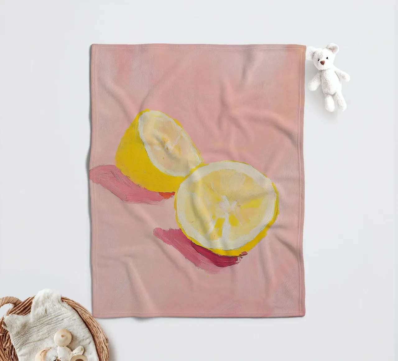 Limone Frutta Pittura Preppy Rosa Dopamina coperta in pile da Euphoria Theresa