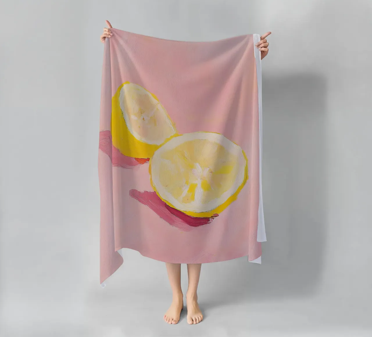 Limone Frutta Pittura Preppy Rosa Dopamina telo mare da Euphoria Theresa