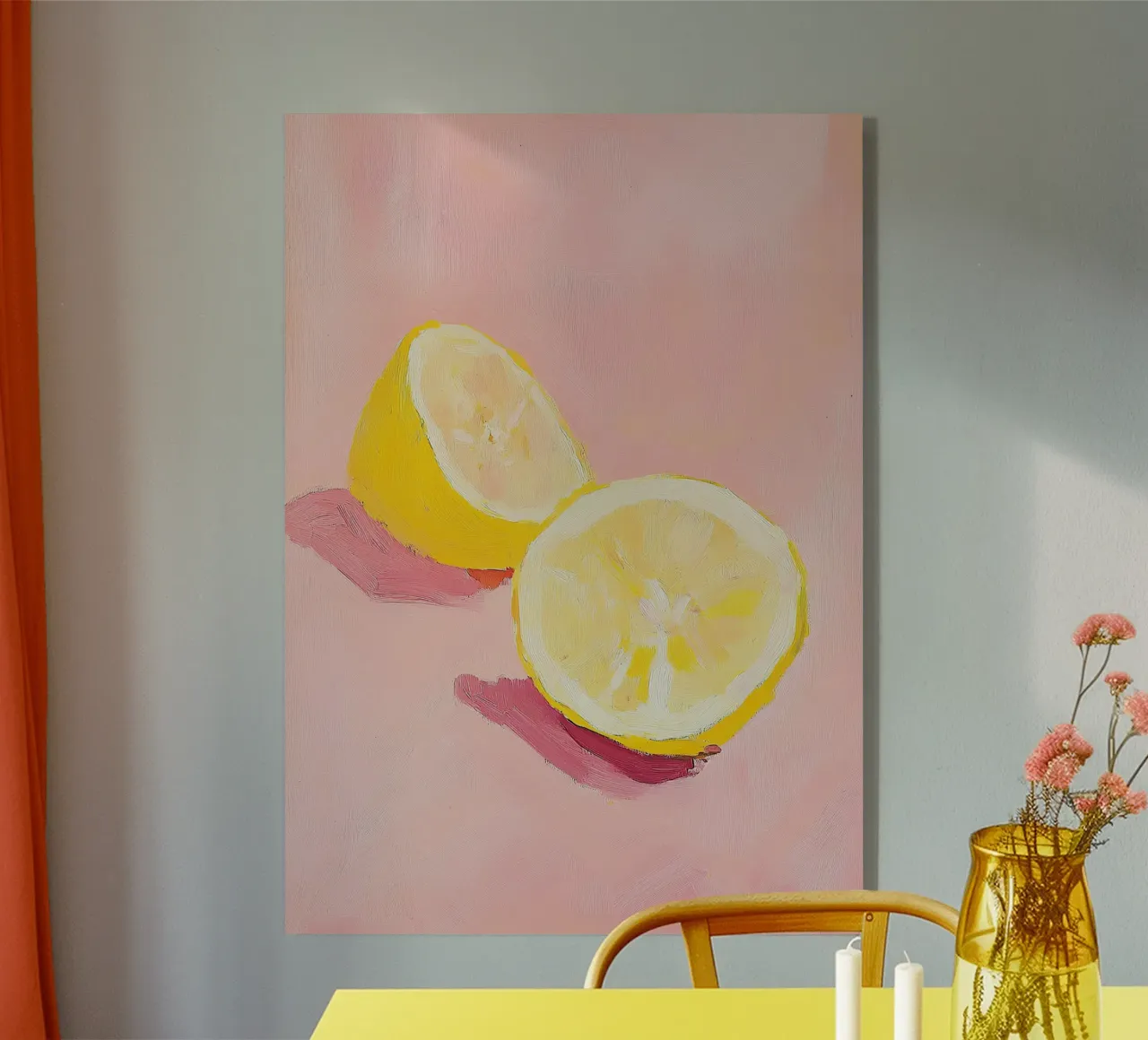 Limone Frutta Pittura Preppy Rosa Dopamina plexiglass da Euphoria Theresa