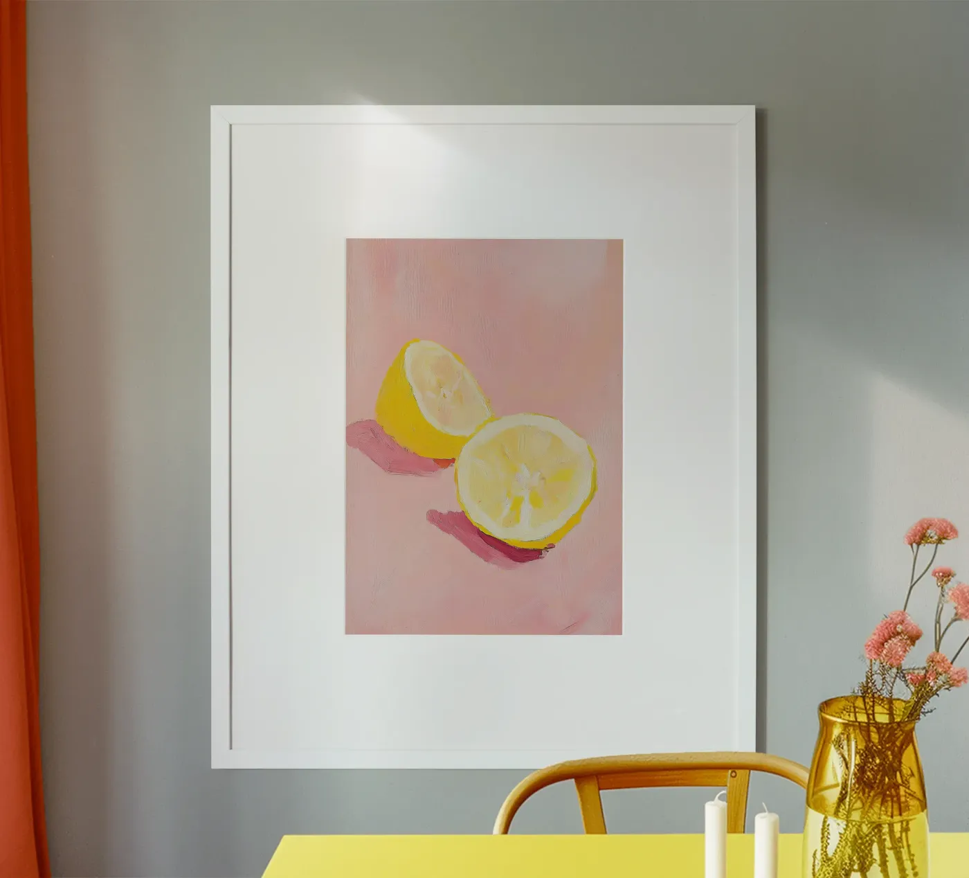 Lemon Fruit Painting Preppy Pink Dopamine poster de Euphoria Theresa