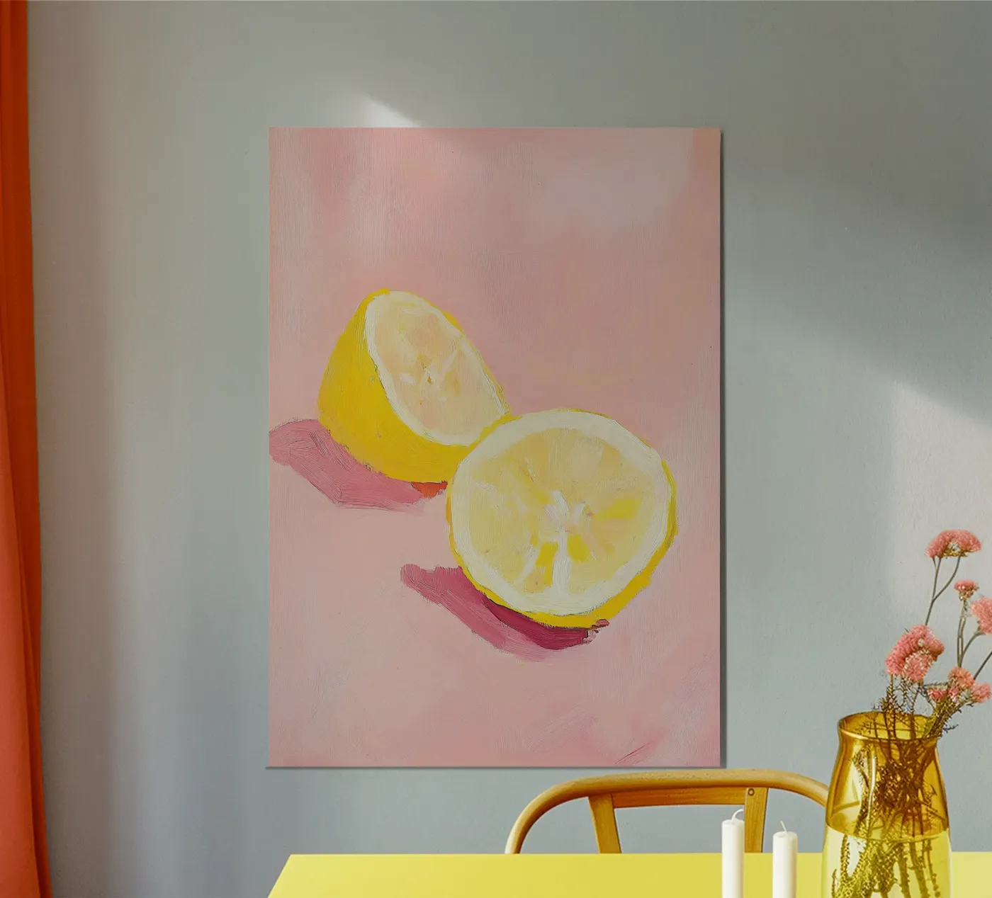 Lemon Fruit Painting Preppy Pink Dopamine poster de Euphoria Theresa
