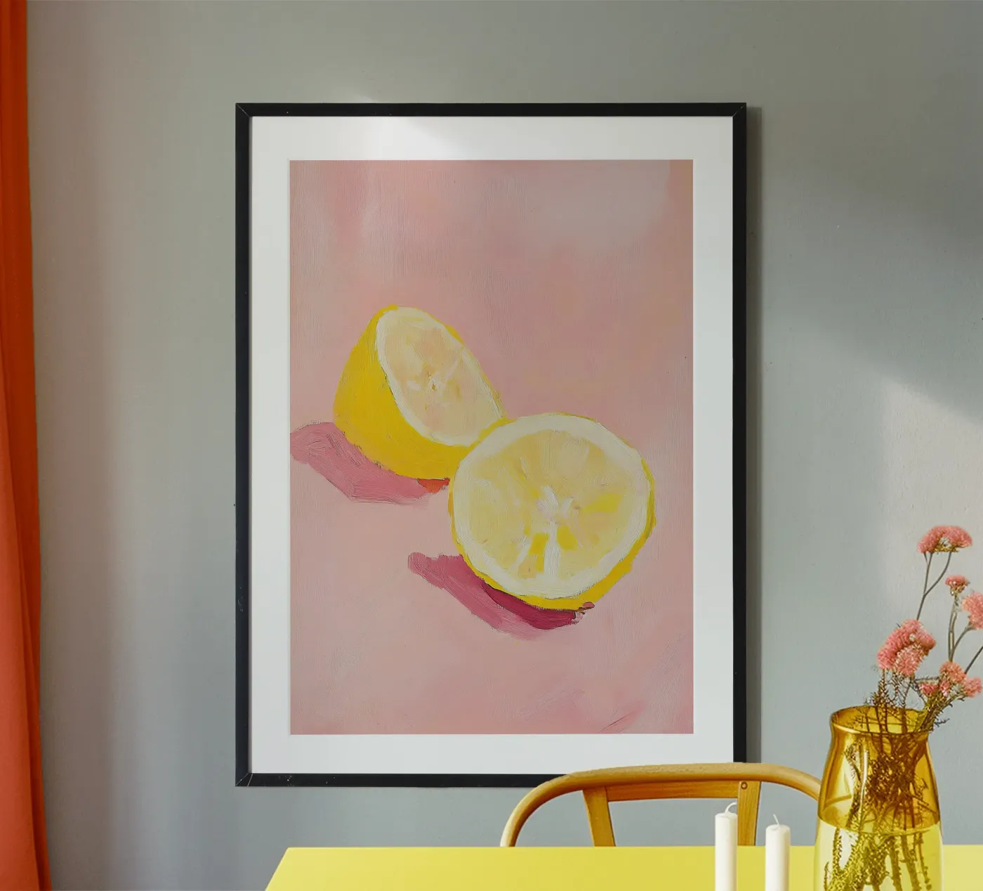 Lemon Fruit Painting Preppy Pink Dopamine poster de Euphoria Theresa