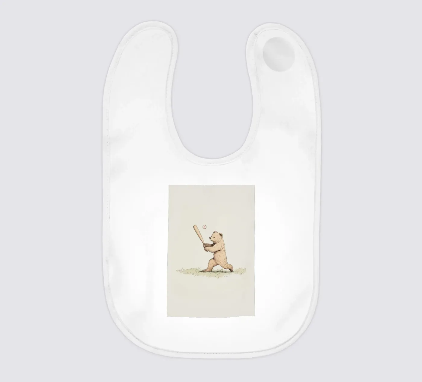 Bear Playing Baseball Babylätzchen von Melloi Art Print