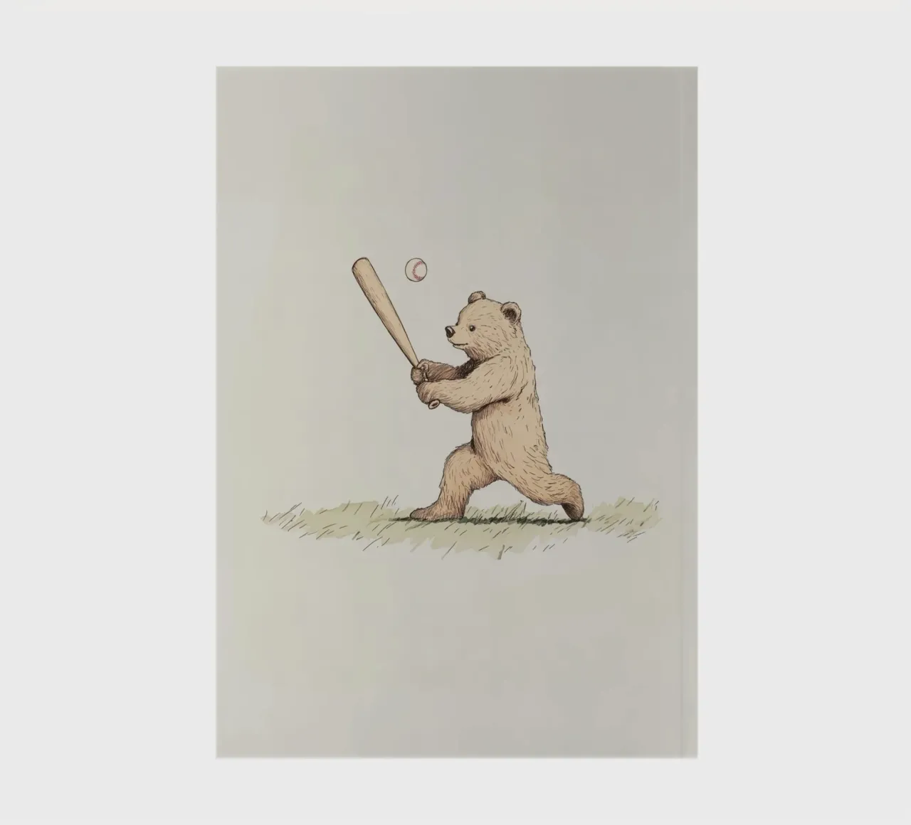 Bear Playing Baseball notebook by Melloi Art Print