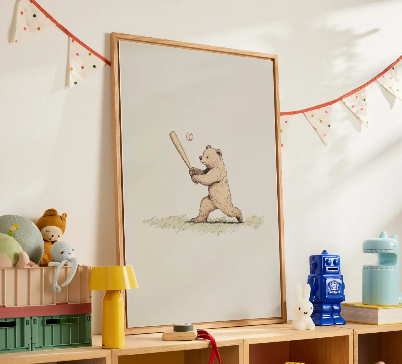 Bear Playing Baseball plexiglass da Melloi Art Print