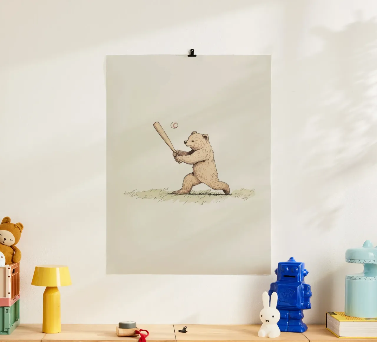 Beer speelt honkbal poster van Melloi Art Print