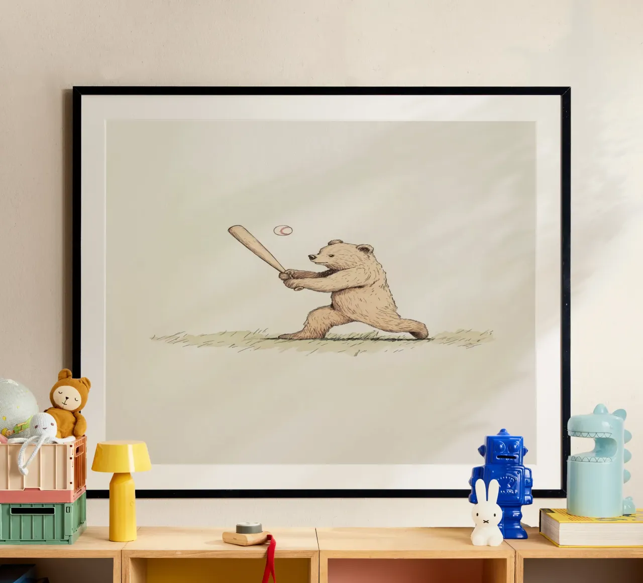 Bear Playing Baseball poster da Melloi Art Print