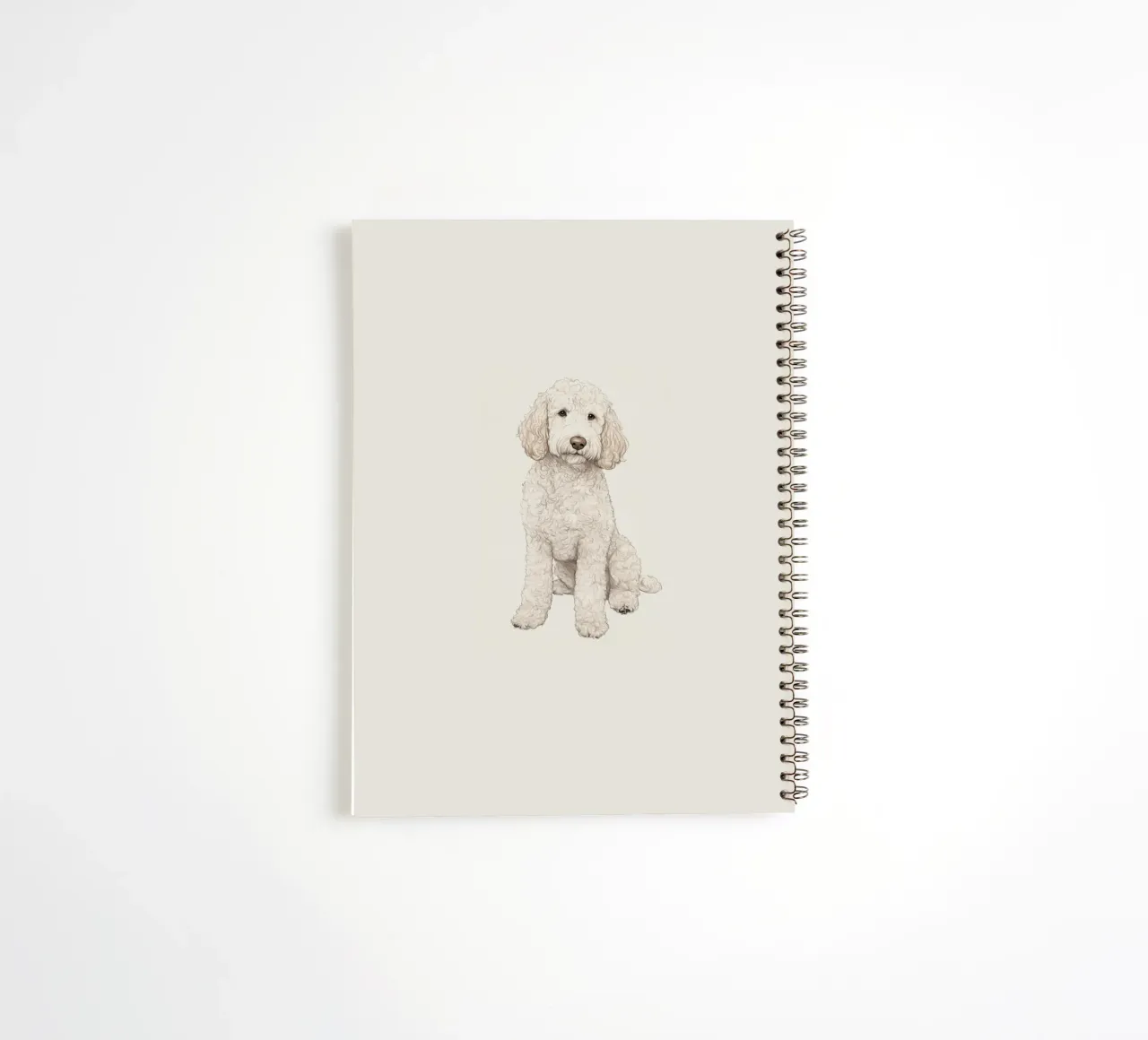 White Poodle Dog Illustration spiral notebook by Melloi Art Print