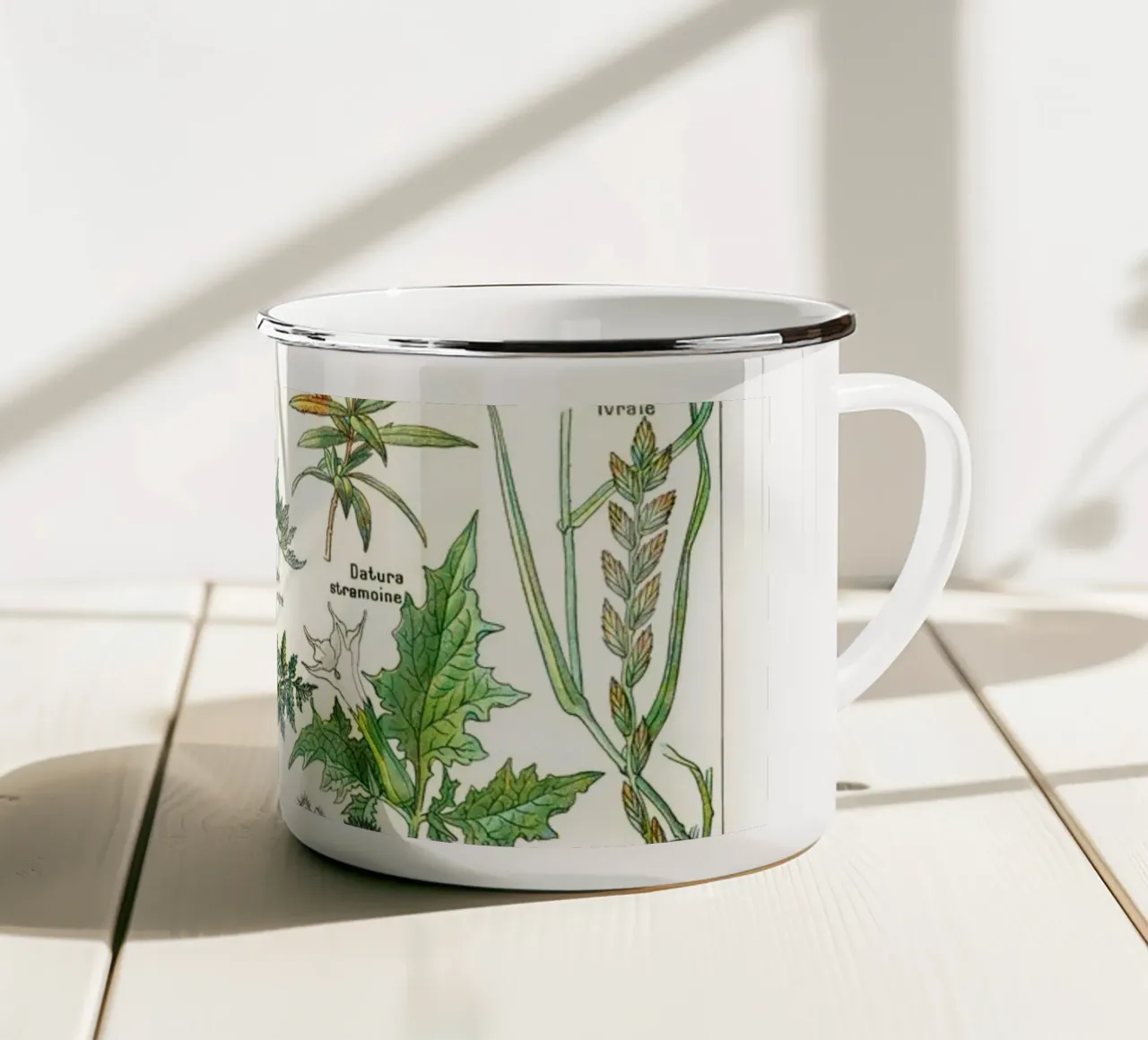 Millot Piante pericolose: Arte botanica francese tazza in smalto da Studio Vintage