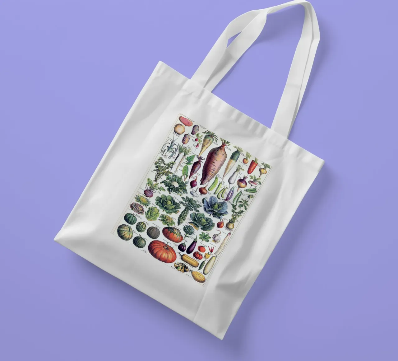 French Botanical Veggie kitchen Art restaurant food lovers tote bag by Studio Vintage