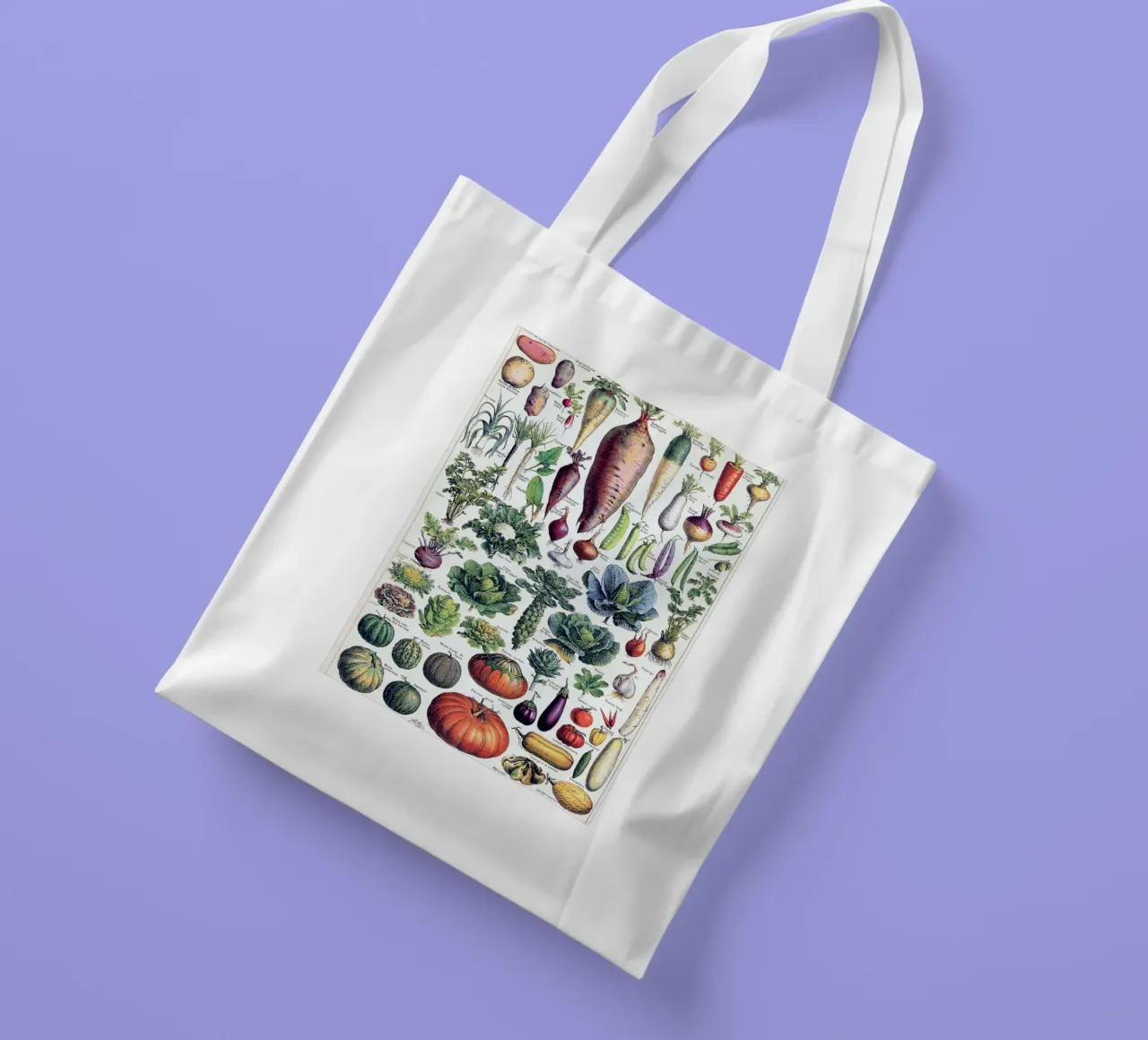French Botanical Veggie kitchen Art restaurant food lovers tote bag by Studio Vintage