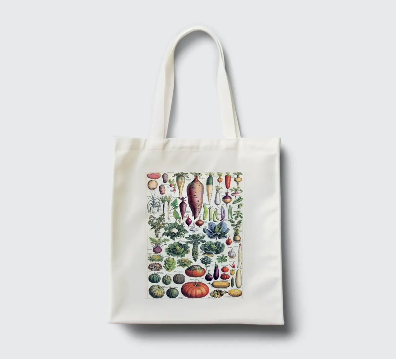 French Botanical Veggie kitchen Art restaurant food lovers tote bag by Studio Vintage