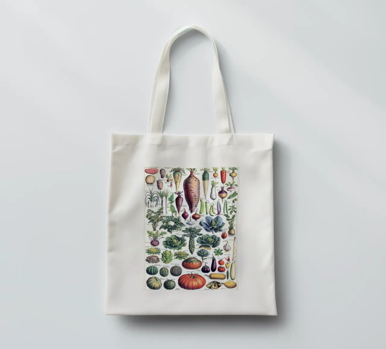 French Botanical Veggie kitchen Art restaurant food lovers tote bag by Studio Vintage