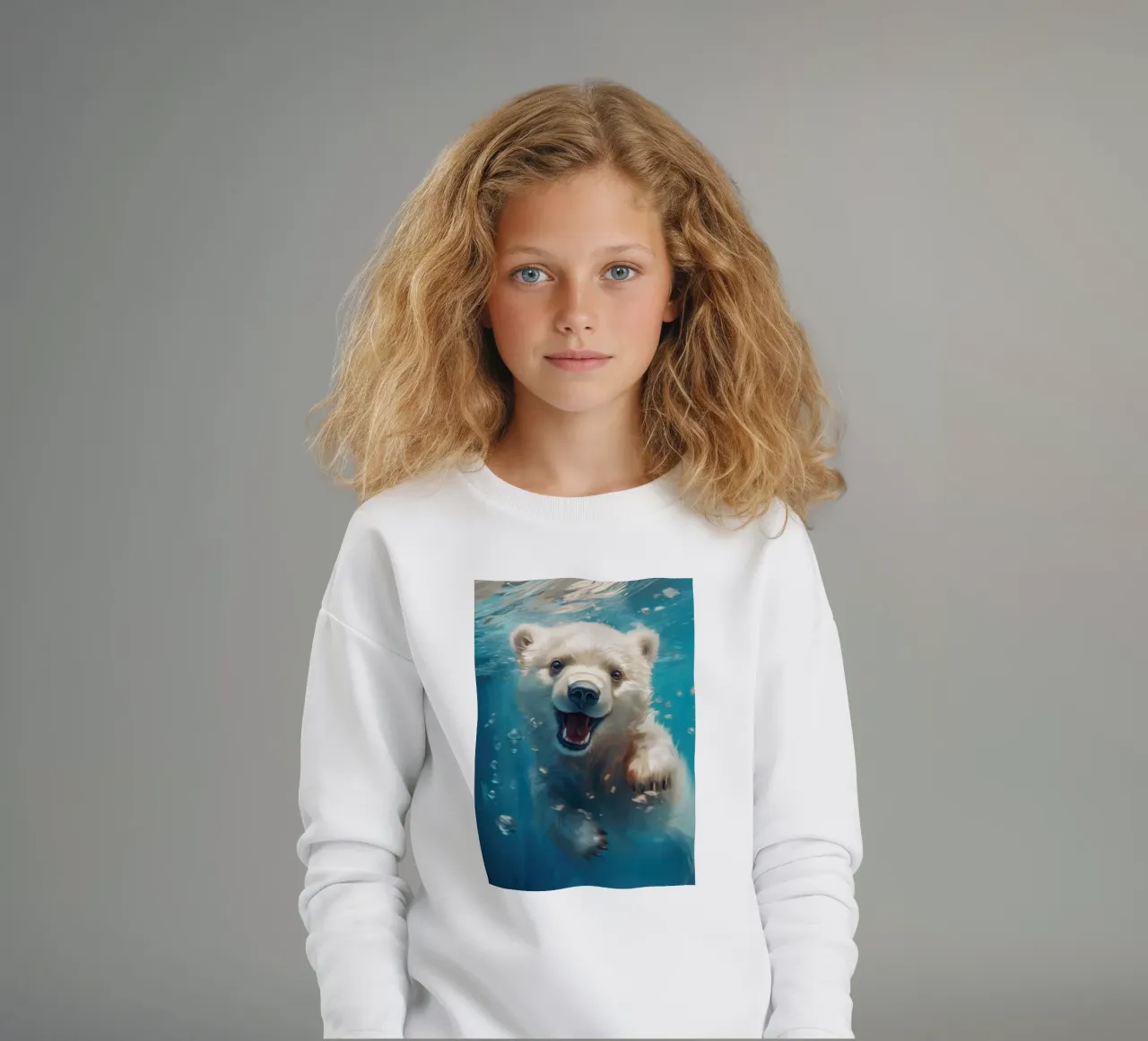 Swimming Polar Bear kids sweatshirt by Lootprint