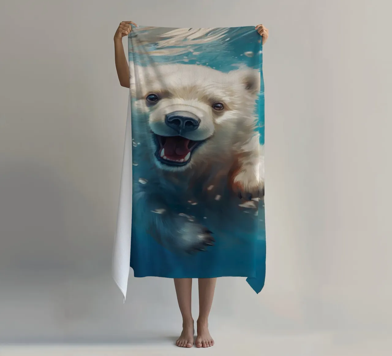 Swimming Polar Bear beach towel by Lootprint