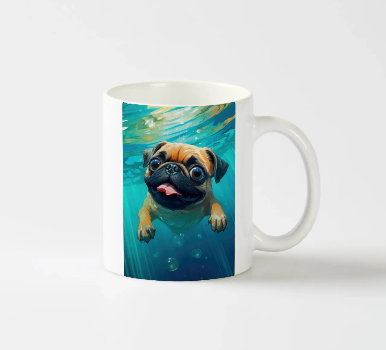 Swimming Pug ceramic mug by Lootprint