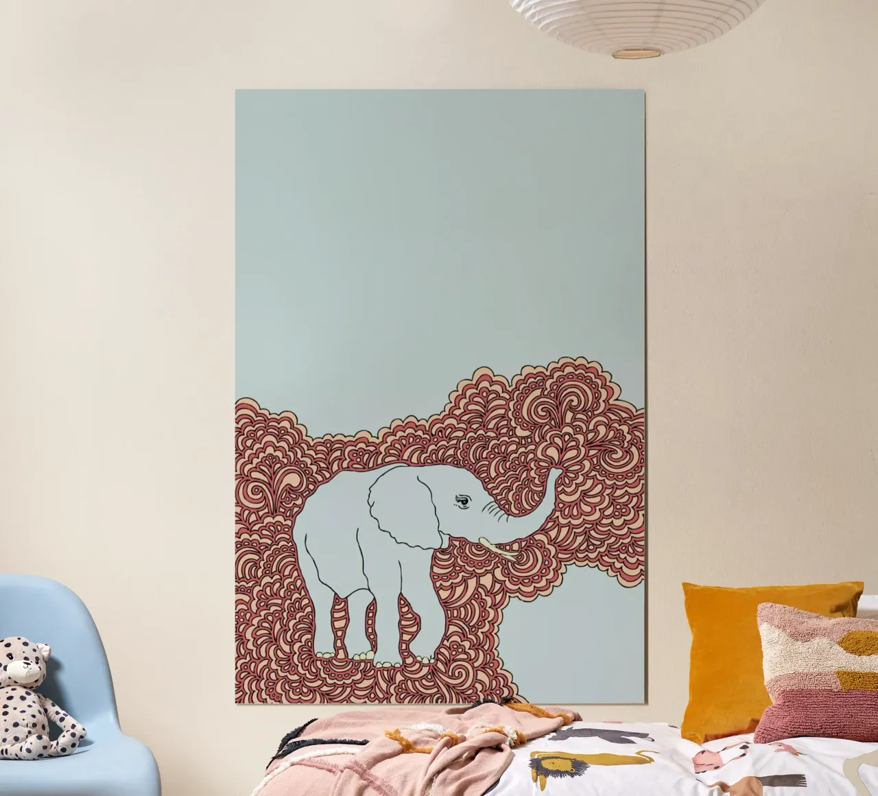 Blue Elephant poster with plastic frame by KP Design