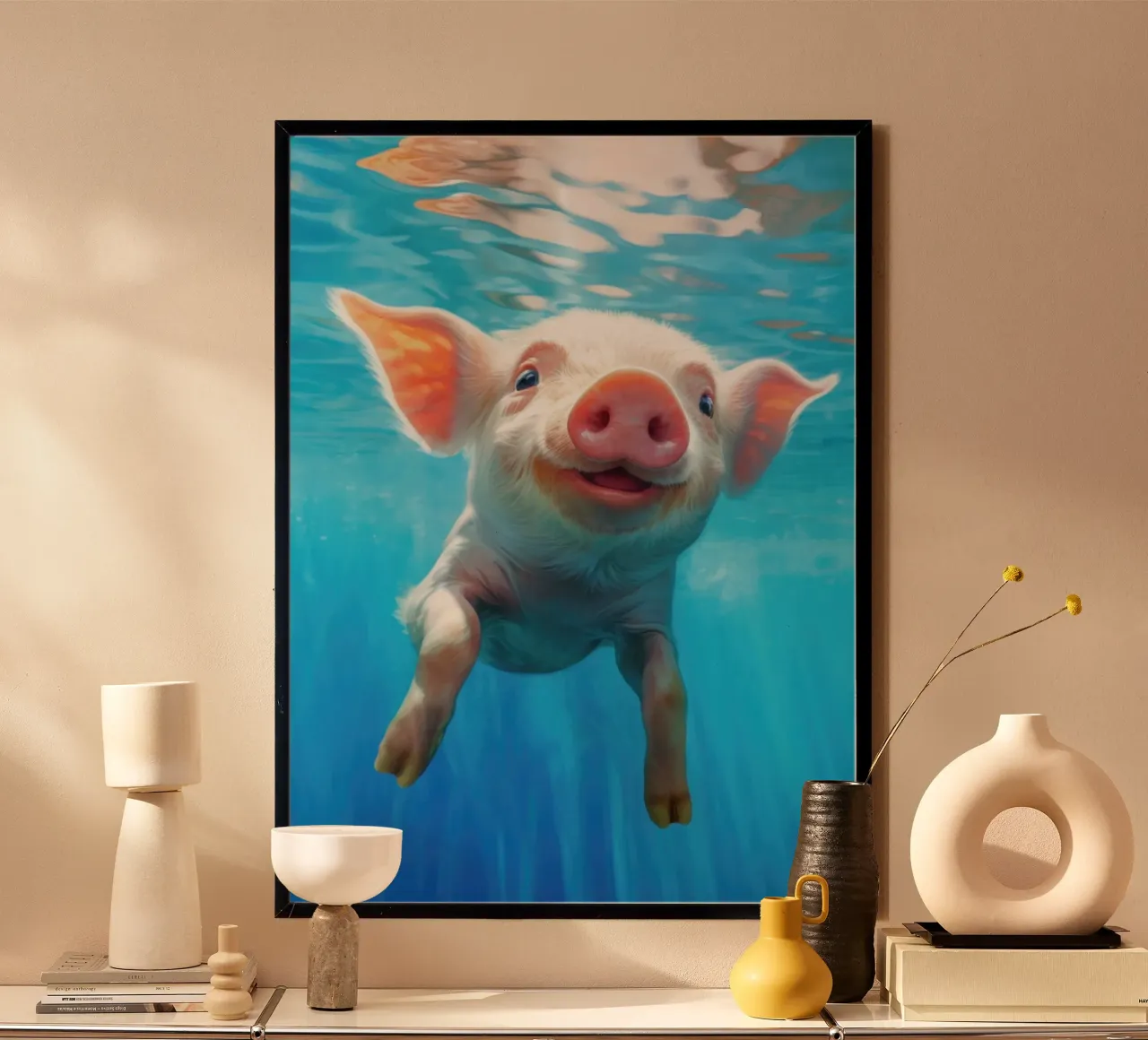 Cute Piglet underwater hahnemühle by Lootprint