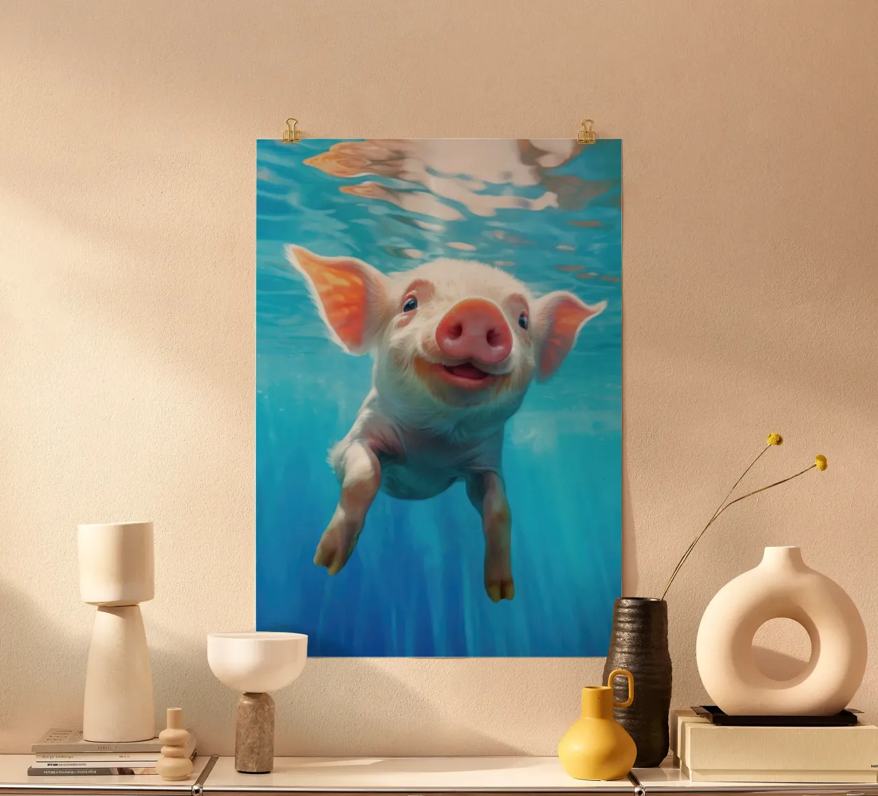 Cute Piglet underwater hahnemühle by Lootprint