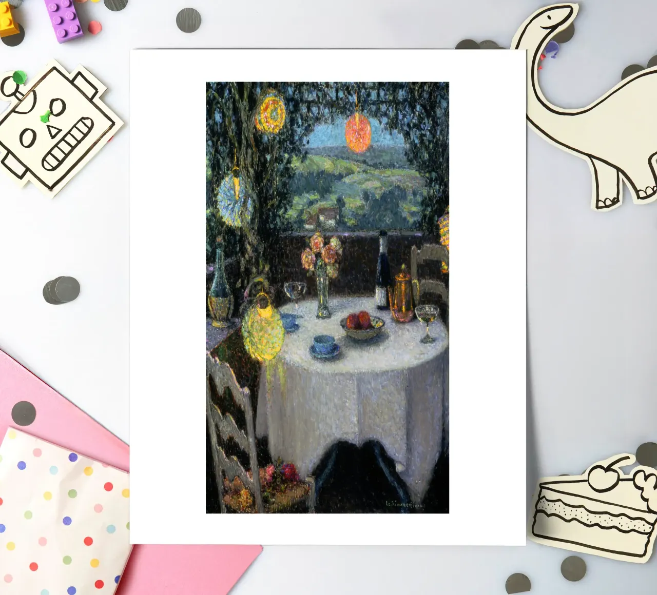 Henri Le Sidaner - Un tavolino in un gazebo foglio adesivo da ARTOTHEK