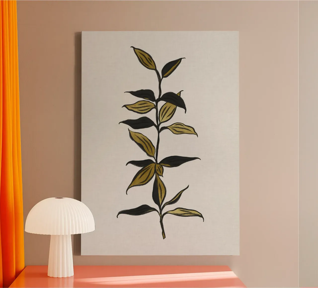Minimalist Bamboo Botanical Art Print – Modern Zen Decor canvas with Floater frame by kookiepixel