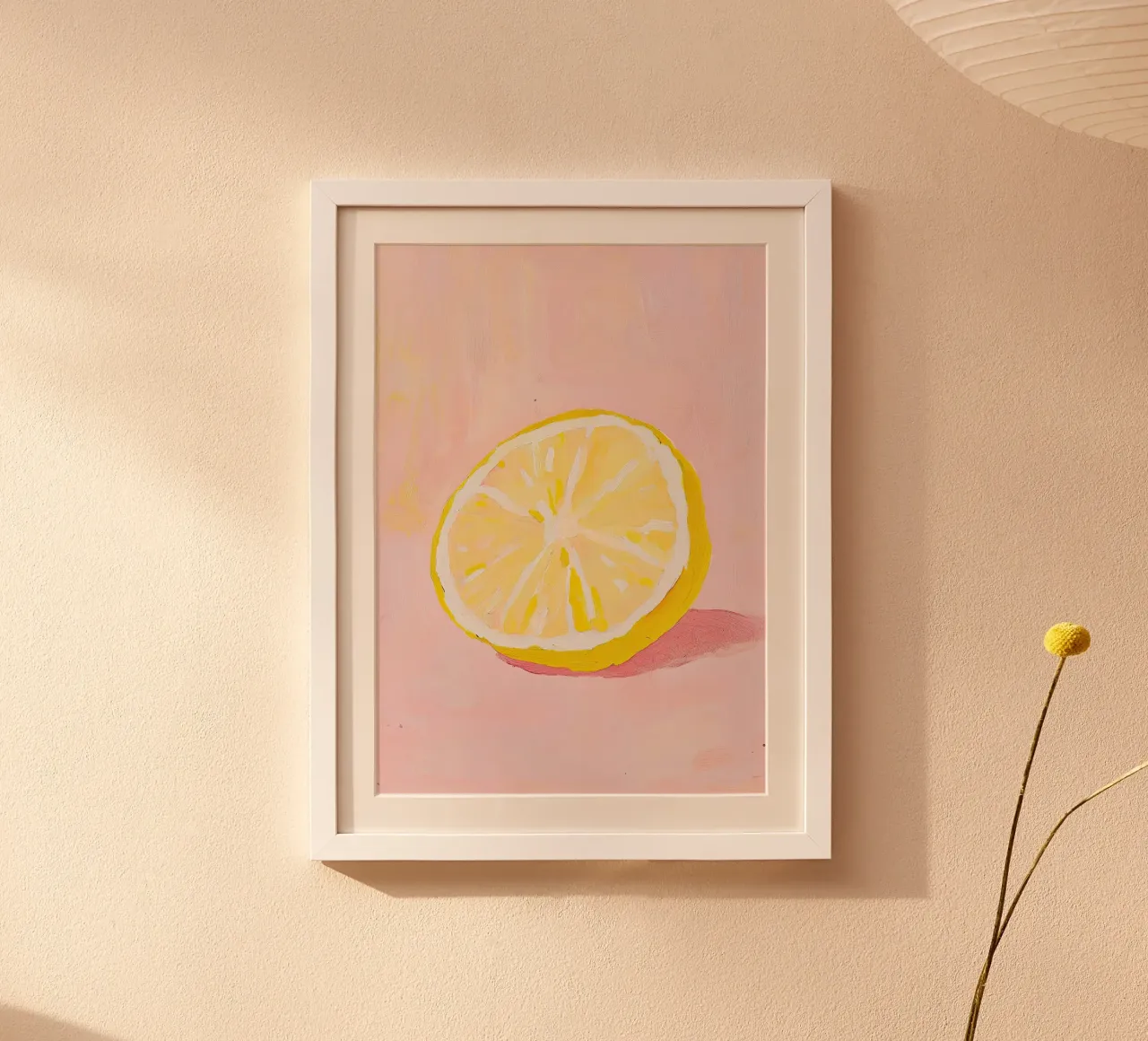 Limone Frutta Pittura Preppy Rosa Dopamina poster con telaio in alluminio da Euphoria Theresa