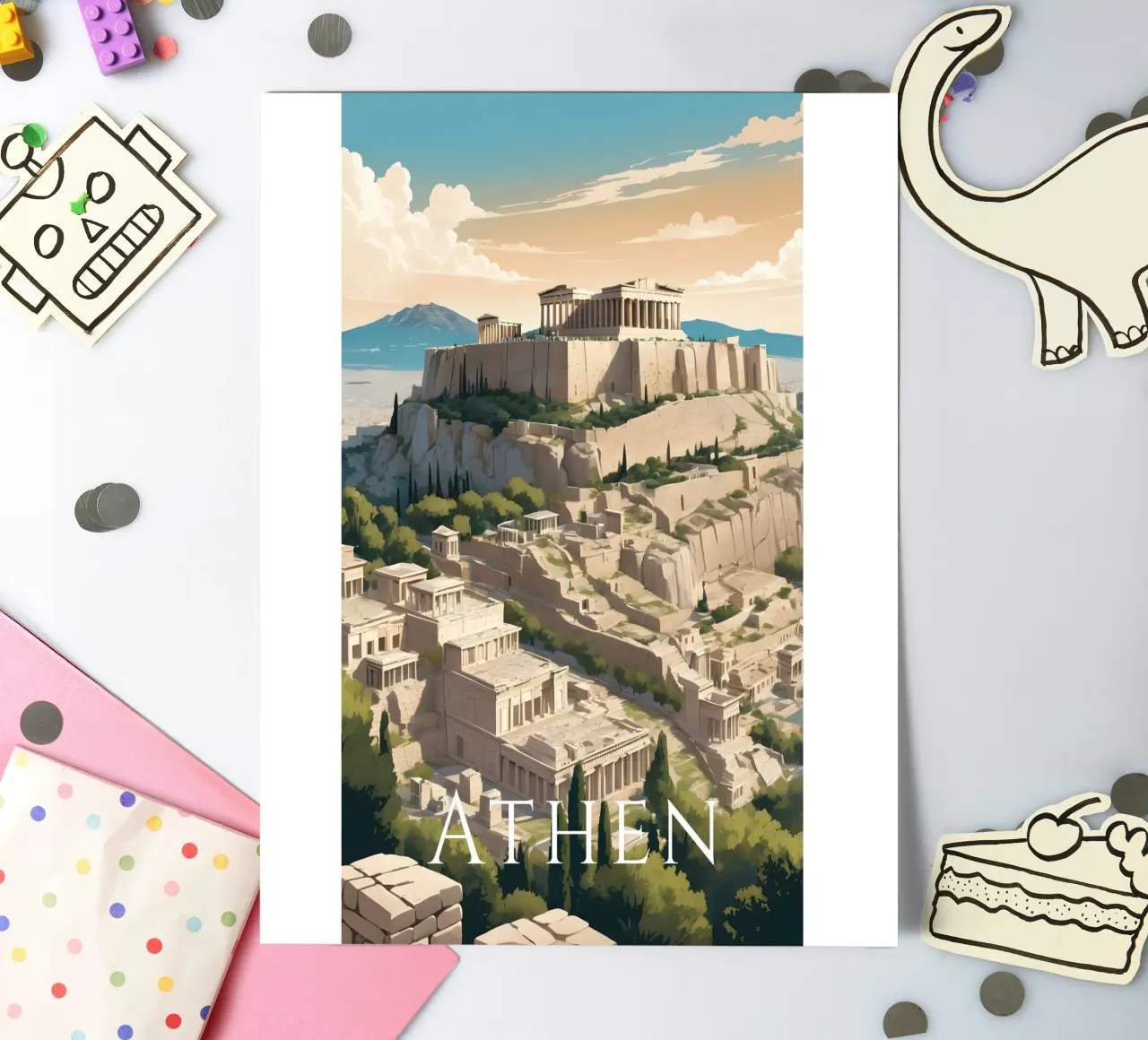 Atene Grecia foglio adesivo da Charnwood Prints