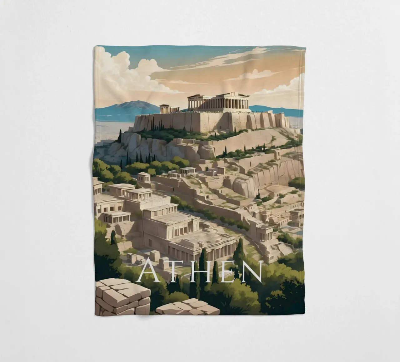 Atene Grecia coperta in pile da Charnwood Prints