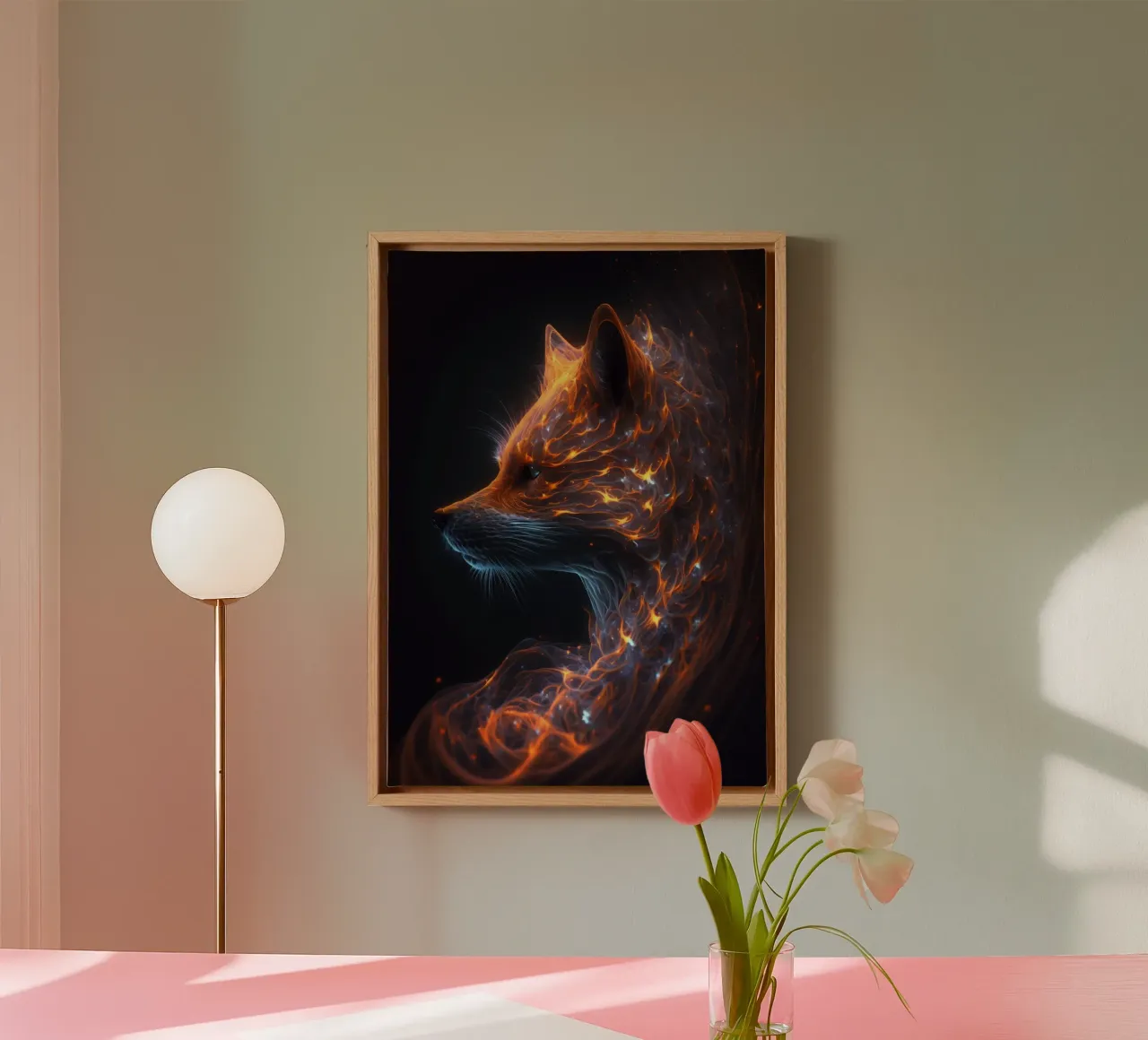 Galaxie Fuchs Leinwand mit Schattenfugenrahmen von Lootprint