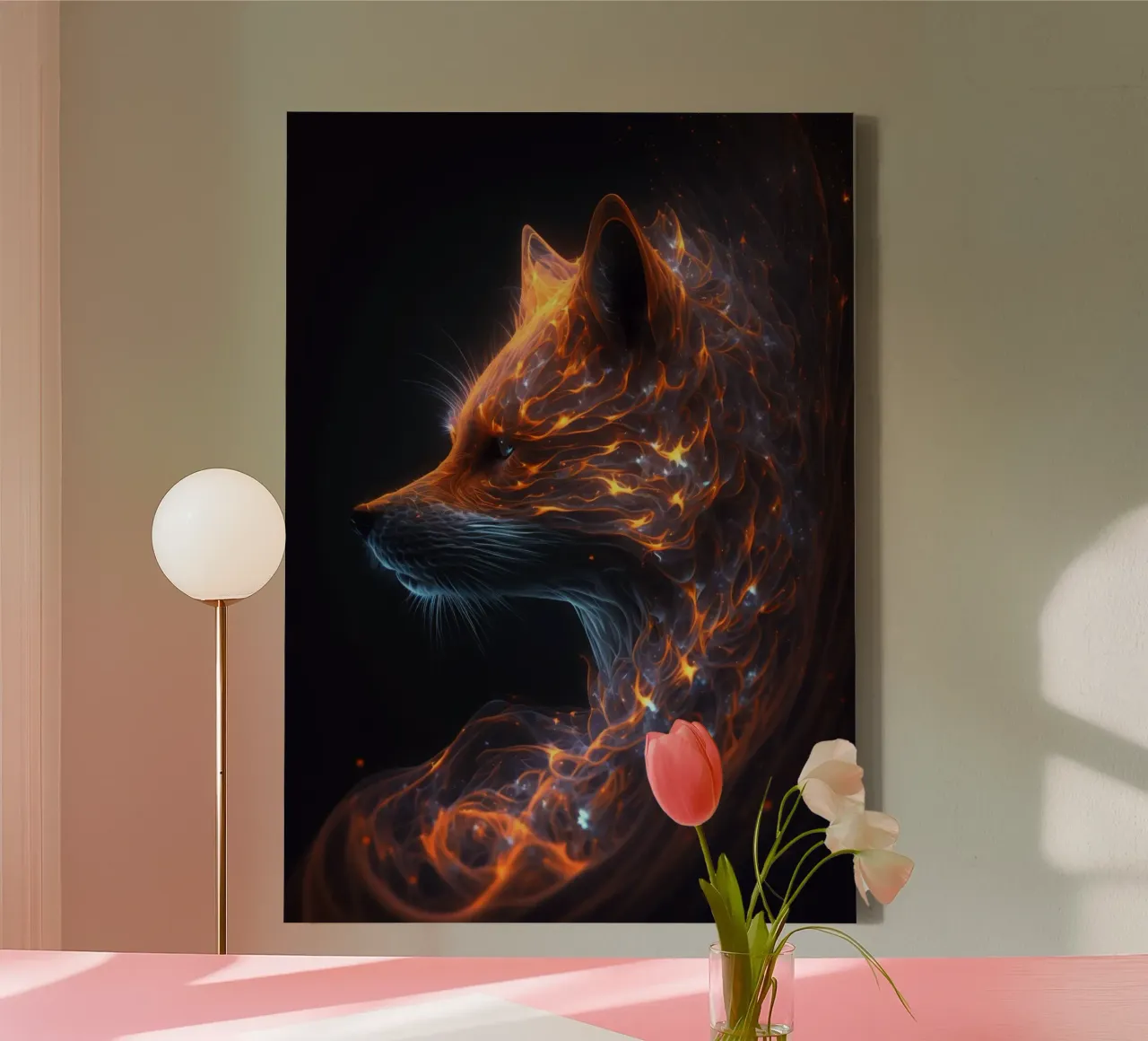 Galaxie Fuchs Leinwand mit Schattenfugenrahmen von Lootprint