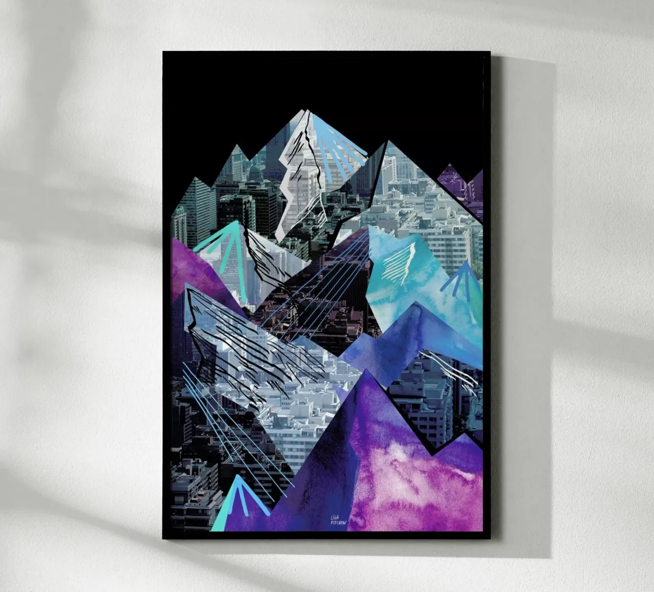 Lost Cities Mountains poster con telaio in legno da Liga Kitchen