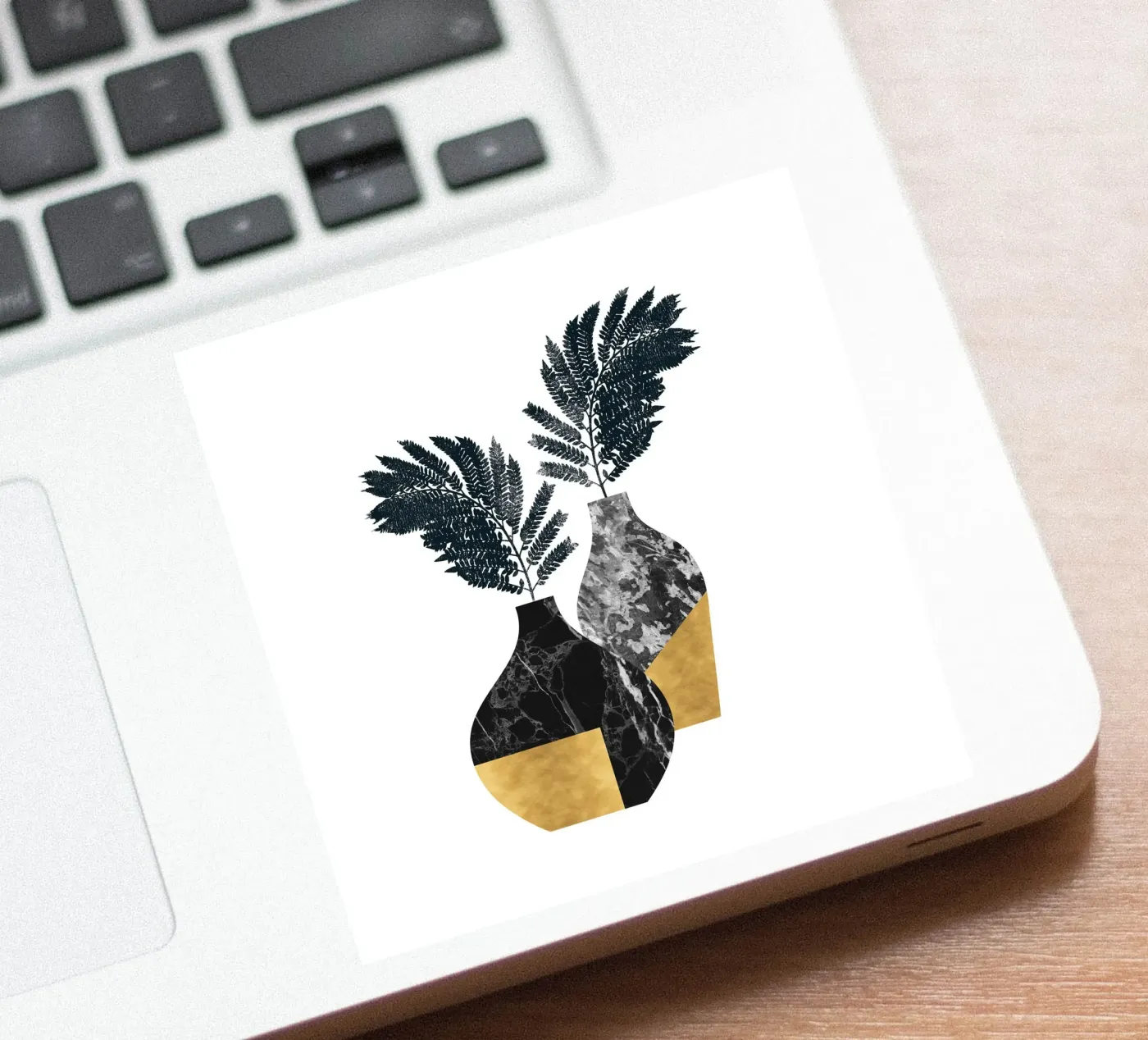 Modern Vase Botanical - Black Marble and Gold Leaf Design adesivo da kookiepixel
