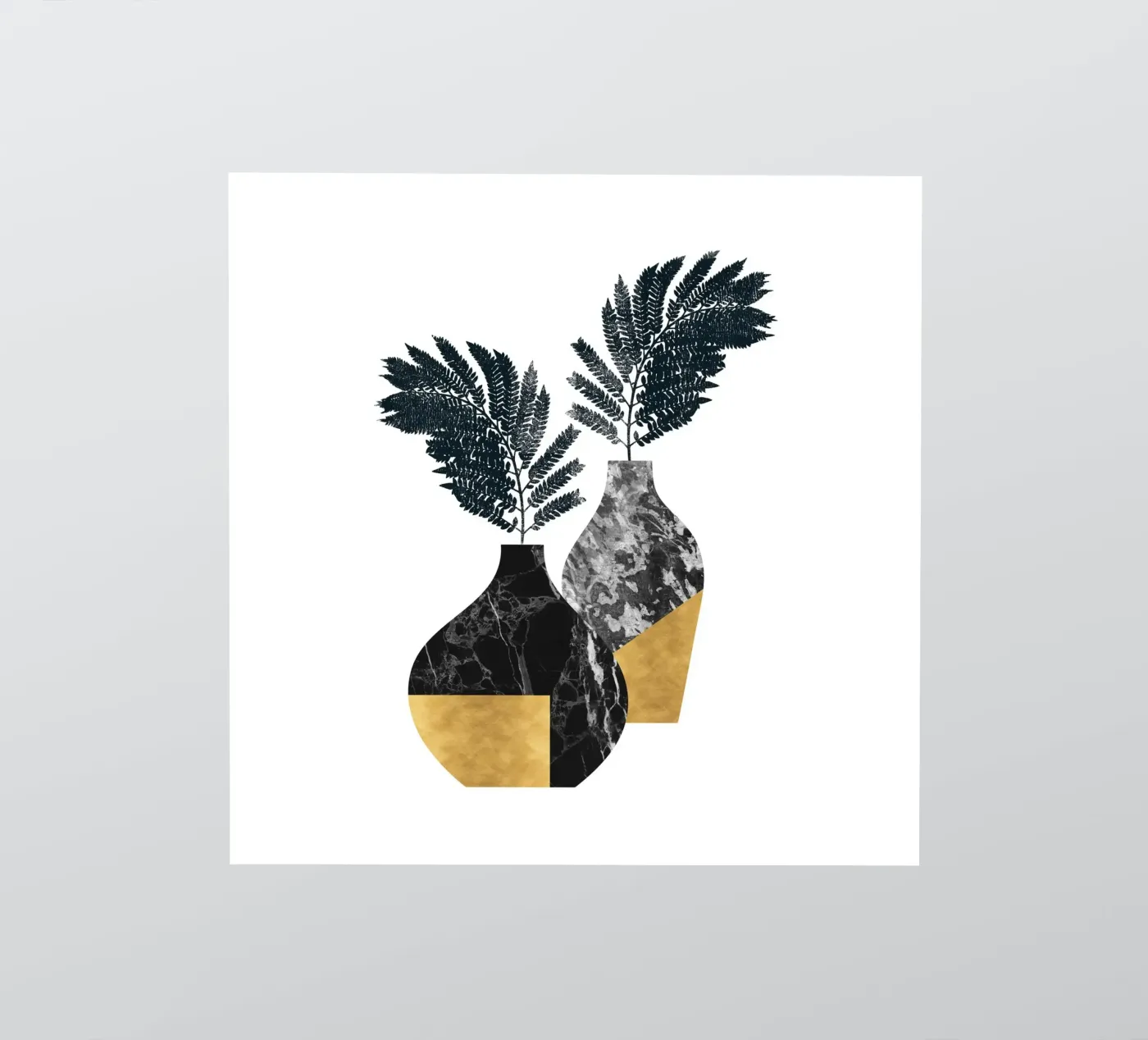 Modern Vase Botanical - Black Marble and Gold Leaf Design adesivo da kookiepixel